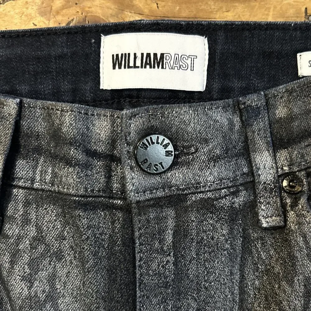 William Rast Women’s Gray Wax Coated Reptile Print Sculpted High Jeans Size 26_7